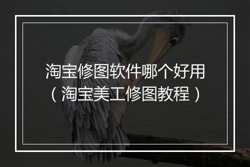 淘宝修图软件哪个好用（淘宝美工修图教程）