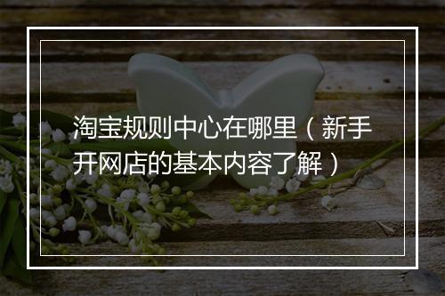 淘宝规则中心在哪里（新手开网店的基本内容了解）