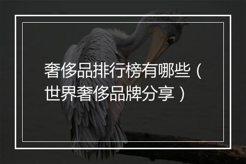 奢侈品排行榜有哪些（世界奢侈品牌分享）