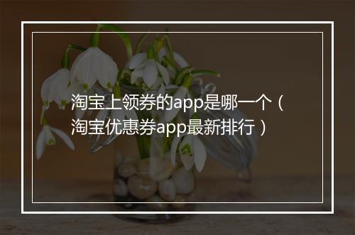 淘宝上领券的app是哪一个（淘宝优惠券app最新排行）