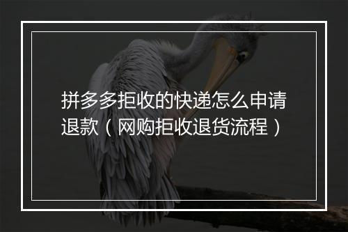 拼多多拒收的快递怎么申请退款（网购拒收退货流程）