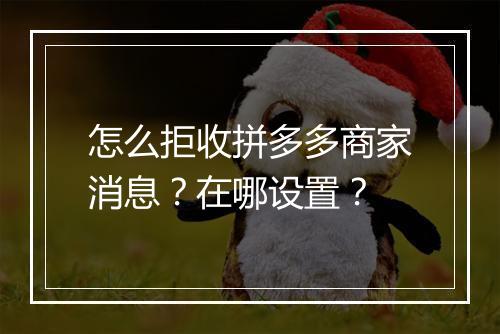 怎么拒收拼多多商家消息？在哪设置？