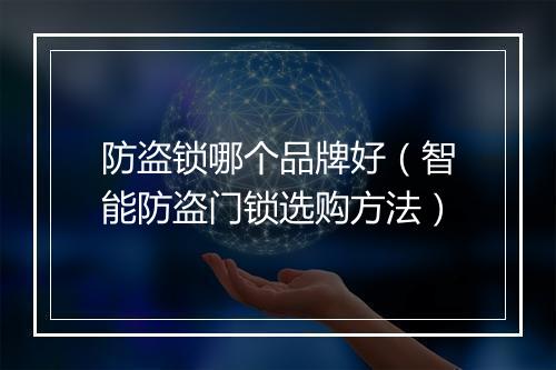防盗锁哪个品牌好（智能防盗门锁选购方法）
