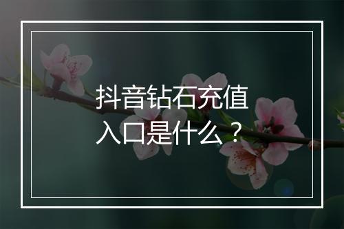 抖音钻石充值入口是什么？