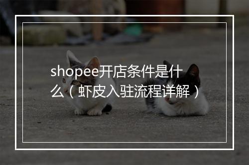 shopee开店条件是什么（虾皮入驻流程详解）
