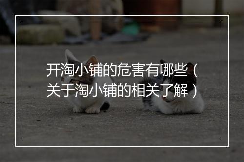 开淘小铺的危害有哪些（关于淘小铺的相关了解）