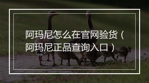 阿玛尼怎么在官网验货（阿玛尼正品查询入口）