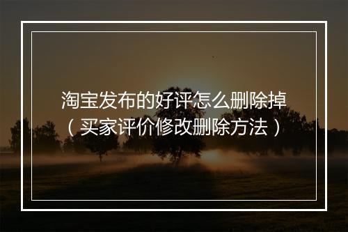 淘宝发布的好评怎么删除掉（买家评价修改删除方法）