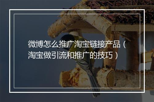 微博怎么推广淘宝链接产品（淘宝做引流和推广的技巧）