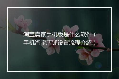 淘宝卖家手机版是什么软件（手机淘宝店铺设置流程介绍）