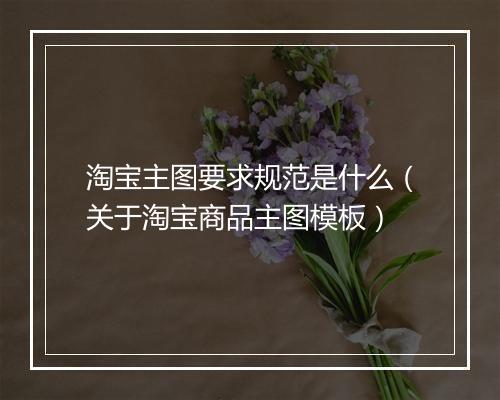淘宝主图要求规范是什么（关于淘宝商品主图模板）