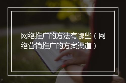 网络推广的方法有哪些（网络营销推广的方案渠道）