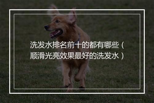 洗发水排名前十的都有哪些（顺滑光亮效果最好的洗发水）