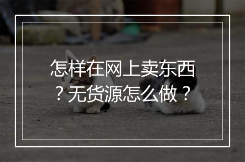 怎样在网上卖东西？无货源怎么做？