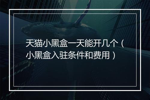 天猫小黑盒一天能开几个（小黑盒入驻条件和费用）
