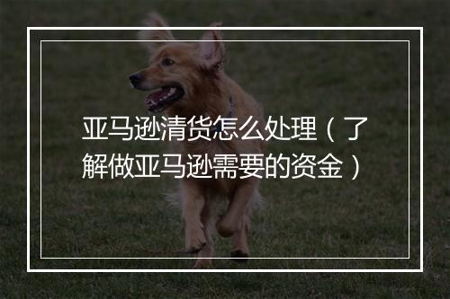 亚马逊清货怎么处理（了解做亚马逊需要的资金）