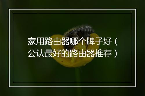 家用路由器哪个牌子好（公认最好的路由器推荐）