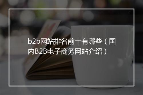 b2b网站排名前十有哪些（国内B2B电子商务网站介绍）