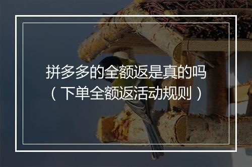 拼多多的全额返是真的吗（下单全额返活动规则）
