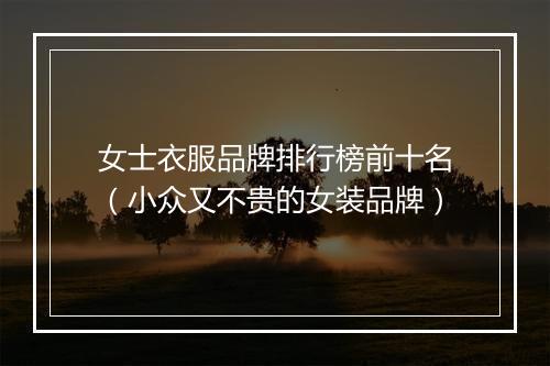女士衣服品牌排行榜前十名（小众又不贵的女装品牌）