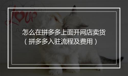 怎么在拼多多上面开网店卖货（拼多多入驻流程及费用）