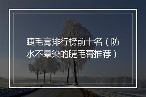 睫毛膏排行榜前十名（防水不晕染的睫毛膏推荐）