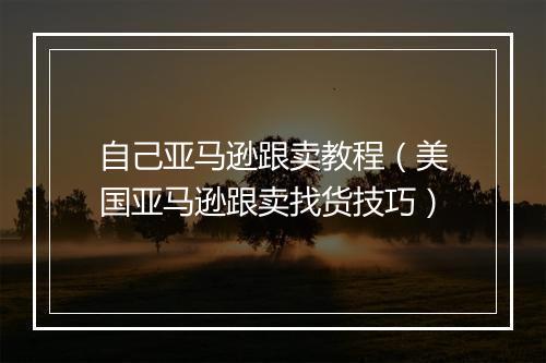 自己亚马逊跟卖教程（美国亚马逊跟卖找货技巧）