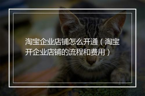 淘宝企业店铺怎么开通（淘宝开企业店铺的流程和费用）