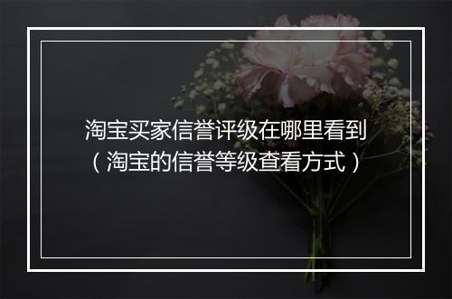 淘宝买家信誉评级在哪里看到（淘宝的信誉等级查看方式）