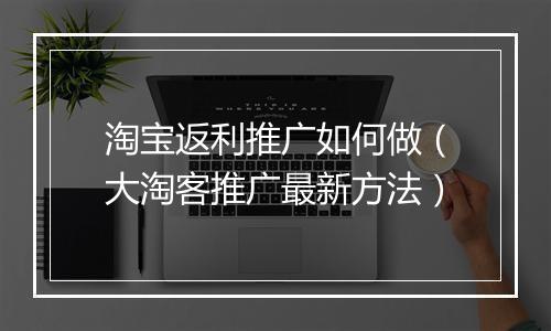 淘宝返利推广如何做（大淘客推广最新方法）