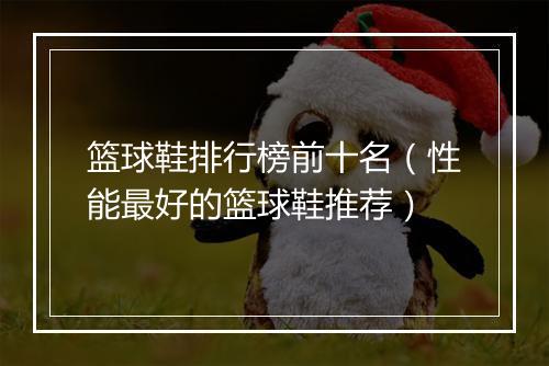 篮球鞋排行榜前十名（性能最好的篮球鞋推荐）
