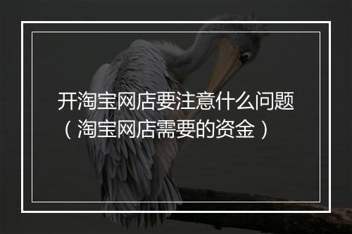 开淘宝网店要注意什么问题（淘宝网店需要的资金）
