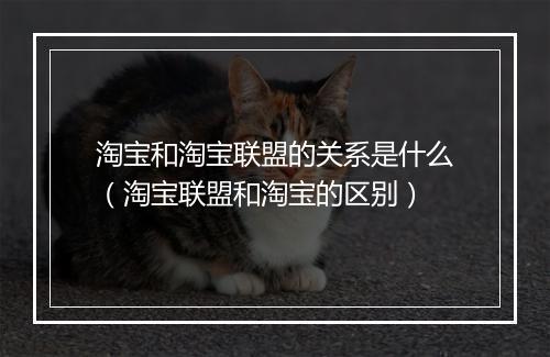 淘宝和淘宝联盟的关系是什么（淘宝联盟和淘宝的区别）