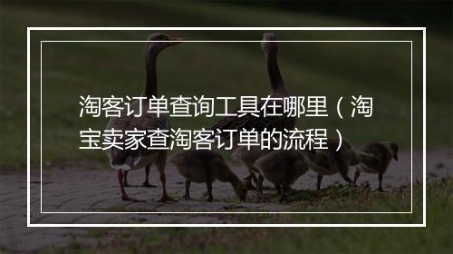 淘客订单查询工具在哪里（淘宝卖家查淘客订单的流程）