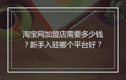 淘宝网加盟店需要多少钱？新手入驻哪个平台好？