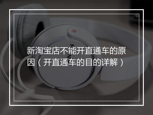 新淘宝店不能开直通车的原因（开直通车的目的详解）