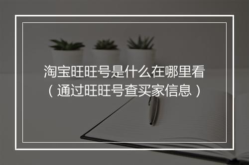 淘宝旺旺号是什么在哪里看（通过旺旺号查买家信息）