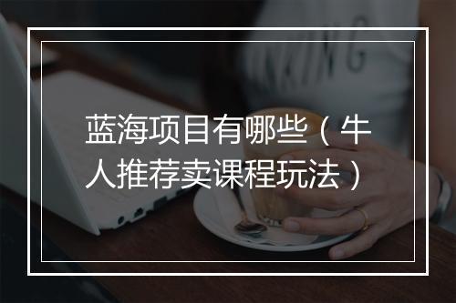 蓝海项目有哪些（牛人推荐卖课程玩法）
