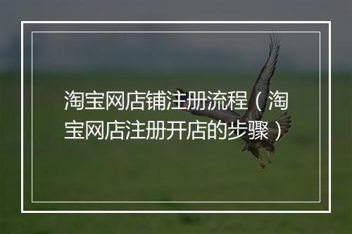 淘宝网店铺注册流程（淘宝网店注册开店的步骤）