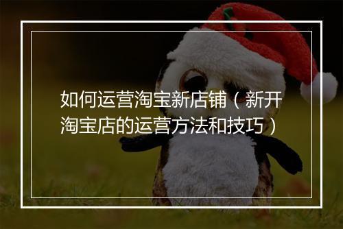 如何运营淘宝新店铺（新开淘宝店的运营方法和技巧）