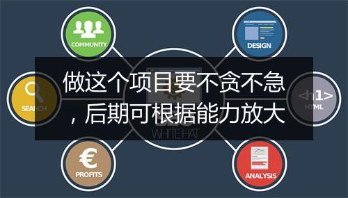 做这个项目要不贪不急，后期可根据能力放大
