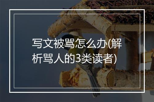 写文被骂怎么办(解析骂人的3类读者)
