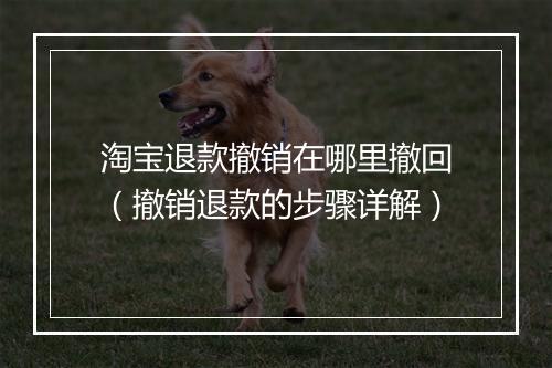 淘宝退款撤销在哪里撤回（撤销退款的步骤详解）