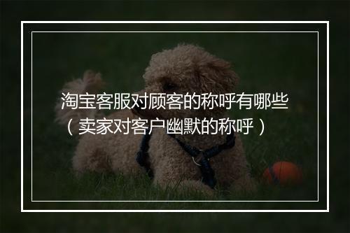 淘宝客服对顾客的称呼有哪些（卖家对客户幽默的称呼）