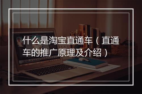 什么是淘宝直通车（直通车的推广原理及介绍）