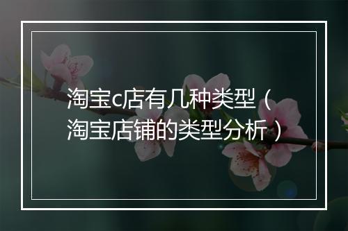 淘宝c店有几种类型（淘宝店铺的类型分析）