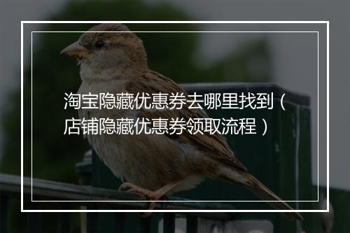 淘宝隐藏优惠券去哪里找到（店铺隐藏优惠券领取流程）