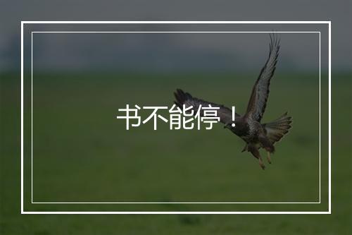 书不能停！