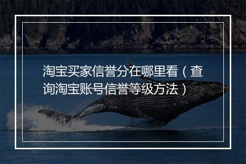 淘宝买家信誉分在哪里看（查询淘宝账号信誉等级方法）