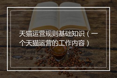 天猫运营规则基础知识（一个天猫运营的工作内容）